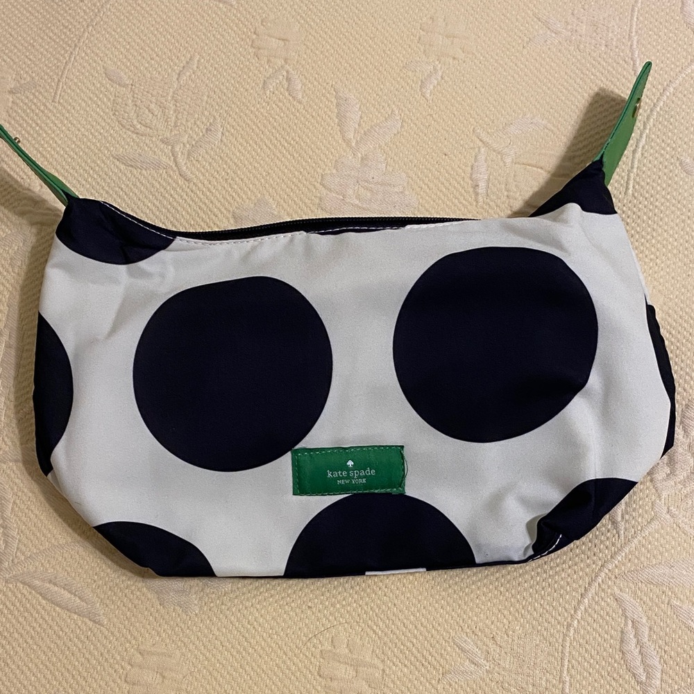 Kate Spade Black and White Polka Dot Cosmetic Bag,NWOT